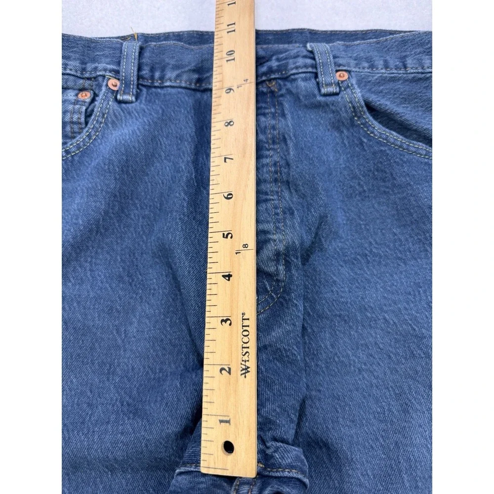 Levis 501 Jeans Mens 33x32 Blue Distressed Denim Straight Leg Button Fly